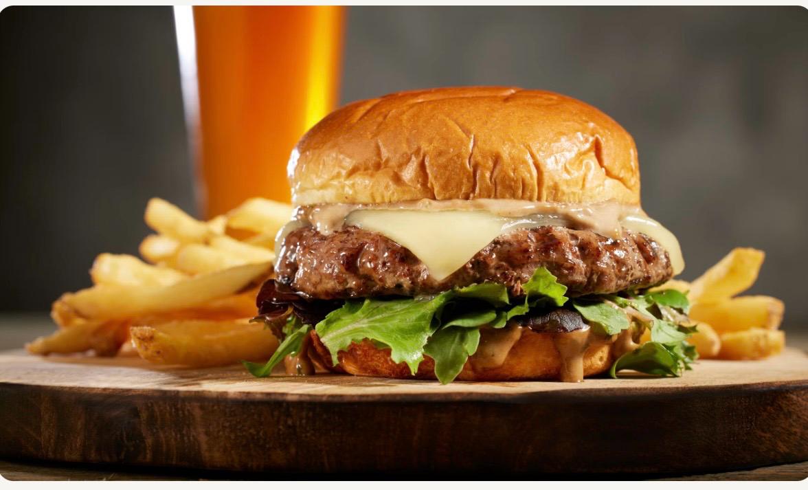 Gourmet burger and fries