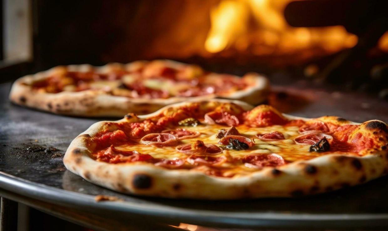 Wood-fired pepperoni pizza